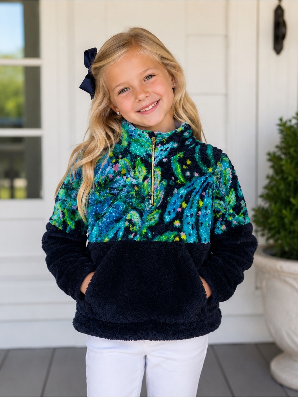 Lilly Pulitzer Quarter Zip Long Sleeve Keala Sherpa Popover Jacket